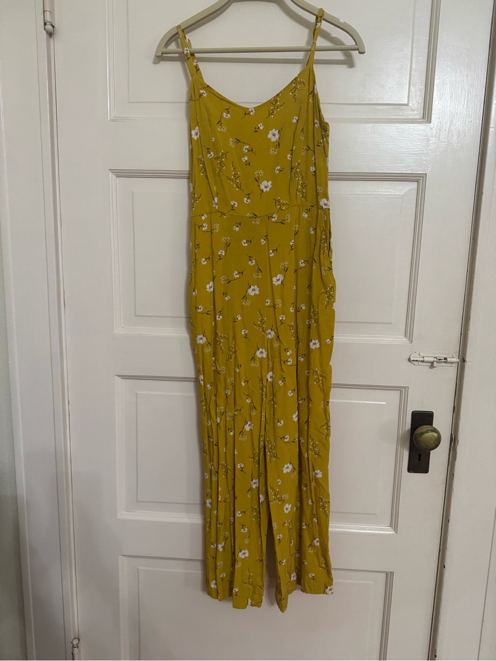 Old Navy Mustard Yellow Floral jumpsuit  with Spaghetti Straps